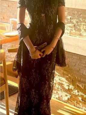 Elegant Black Lace Evening Dress for Women